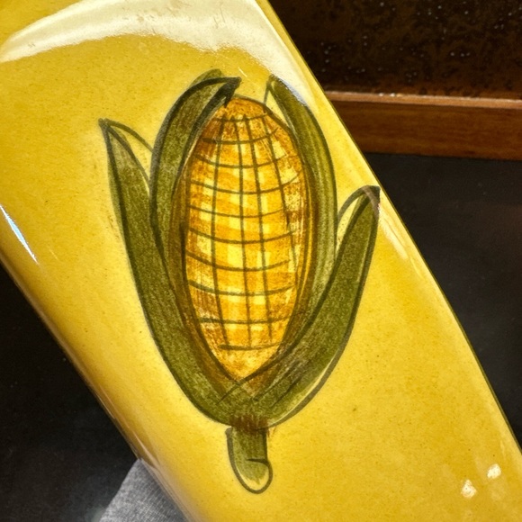 Los Angeles Potteries Ovenware 603 Yellow Corn Squash Loaf Pan Hand-painted - Picture 5 of 10